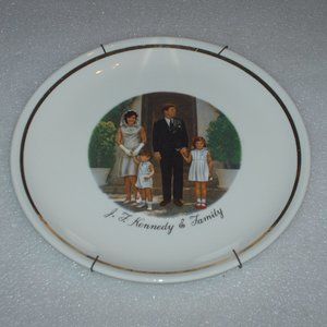 Vintage President John F. Kennedy and Family Collector's Plate with metal hanger